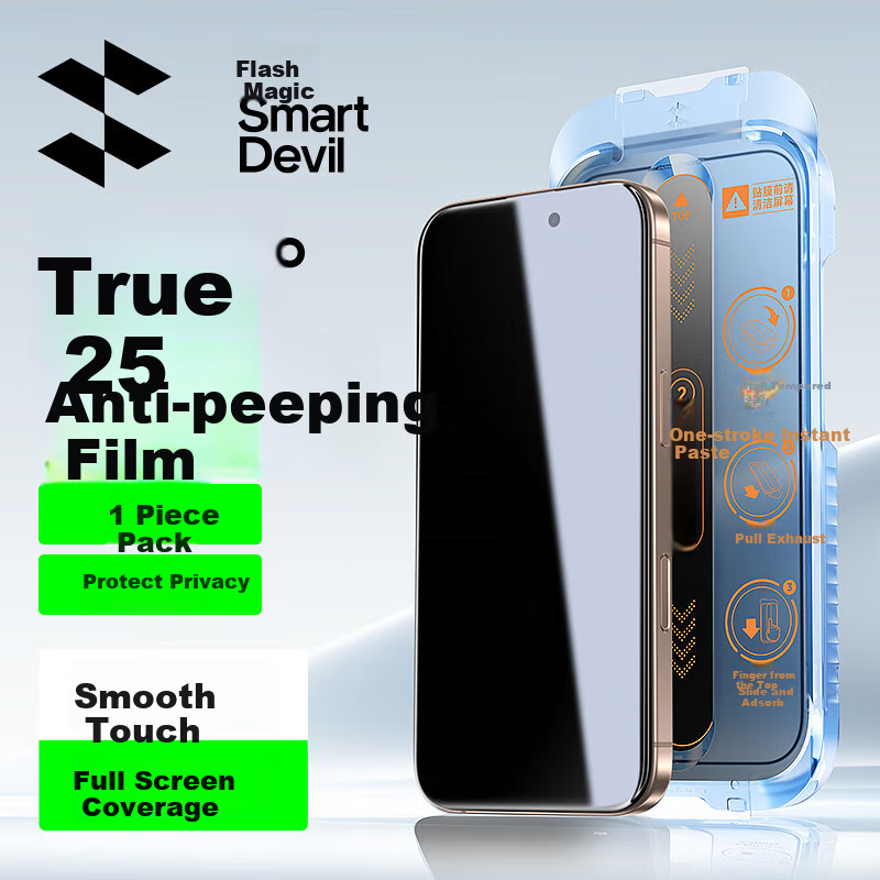 Защитное стекло SmartDevil для Apple iPhone 16 Pro Max, антишпионское, противоударное, антипылевое, полноэкранное покрытие, 1 шт.