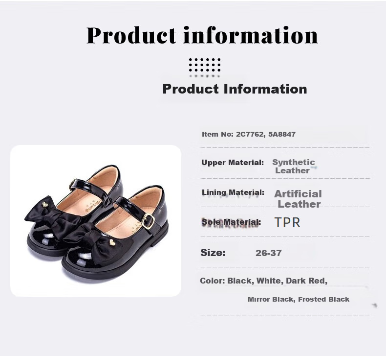 Follow Me Girls' Leather Shoes, Black Soft-Soled Princess Shoes, Children's Fashionable School Hostage Performance Flats, Patent Black, Size 31 4