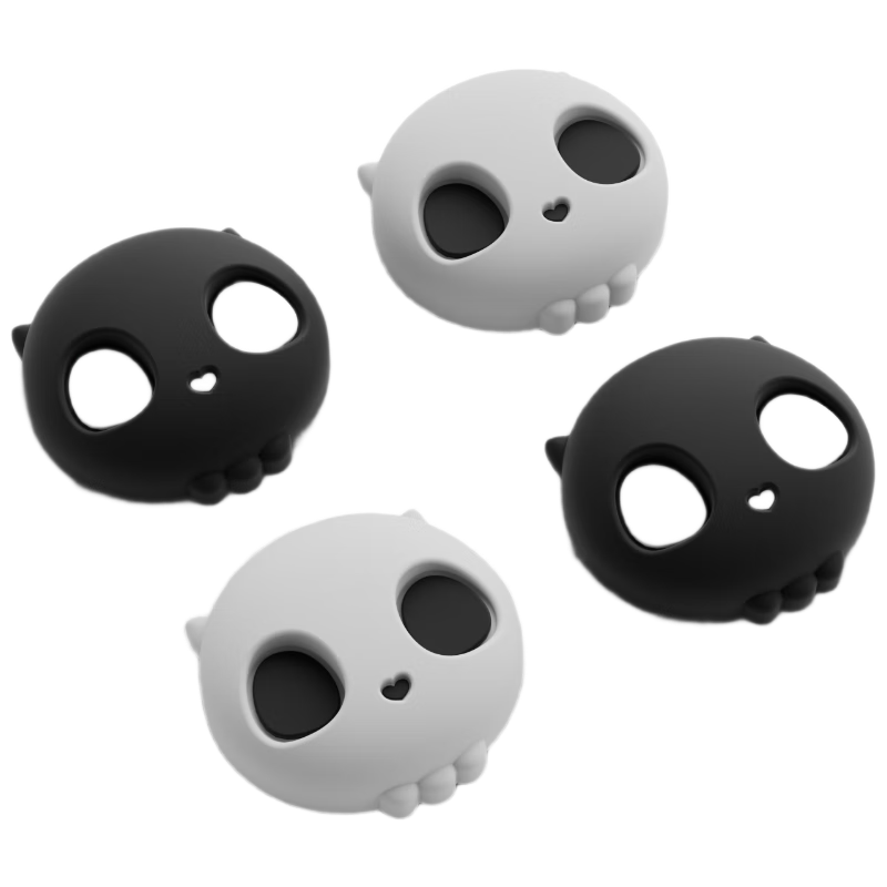Jixiang Switch 2 Joystick Cap, Anti-Sweat, Non-Slip, Anti-Friction Joy-Con Controller Joystick Cap for NS2 Generation, Black And White Sweet Heart Skeleton Silicone Protective Cover, 4 Pieces