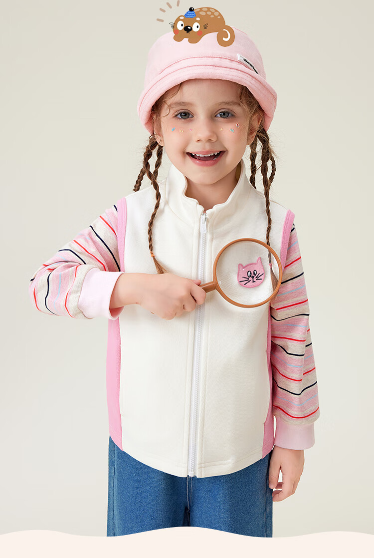 MQDMINI Kids Vest Children's Boys and Girls Hoodie Vest Infant Cardigan Inner Wear Outerwear Versatile Top Duoduo Cangcang 3