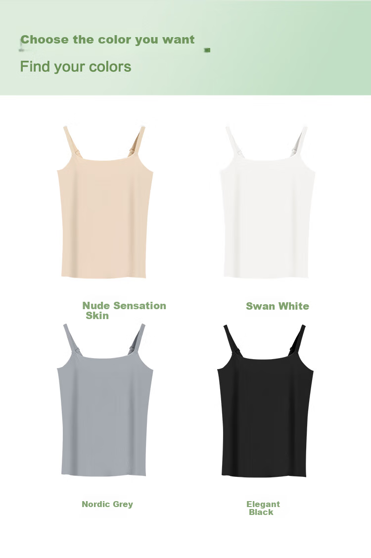 Hodo Women's Summer Ice Silk Seamless Camisole Tank Top with Adjustable Straps, Cool And Soft Inner Layer, Elegant Black, Size 175 6
