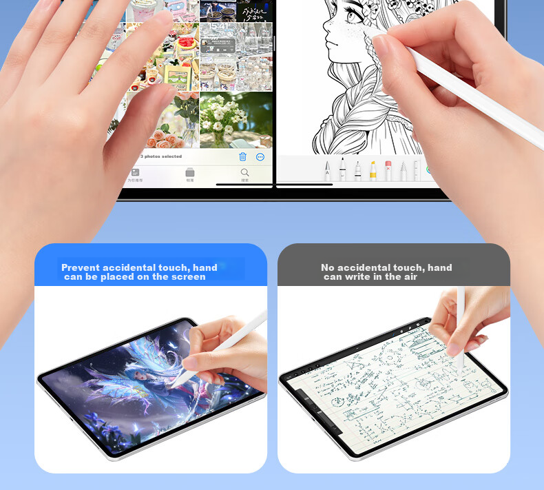 BOW New Apple Pencil Tablet Stylus, Handwriting Pen for IPad And Other Tablets, First And Second Generation Anti-Mistouch Drawing-Specific Capacitive Pen, Three-Light Display Model 11