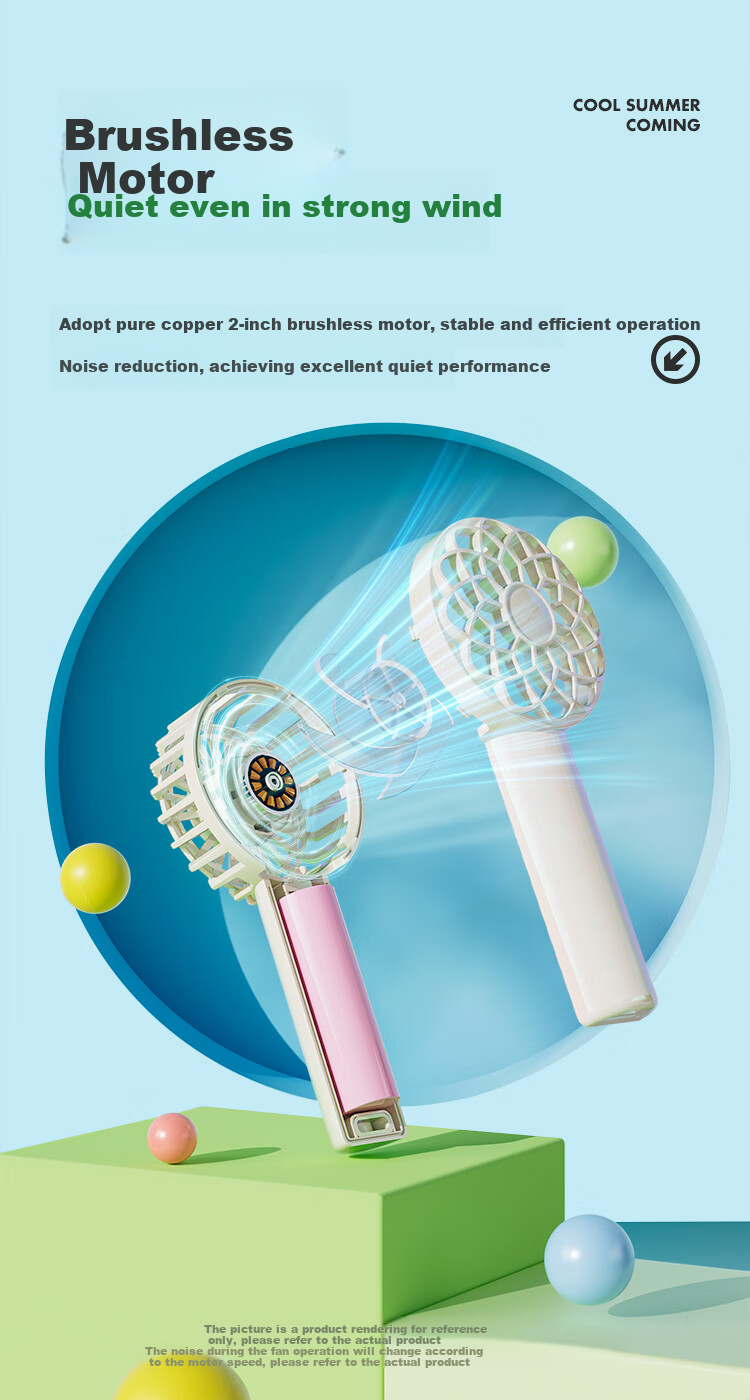 Newmine Handheld Mini Fan, Portable Mini Fan with 13-Hour Long Battery Life, Quiet Operation, Colorful Light, Desktop Cooling Fan, Dazzling Blue And Cya 12