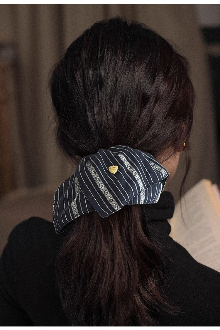 Xiangwan, Floral Butterfly Hair Tie, Vintage Ink Wash Dress Hem Hairband Ponytail Hairband, Hair Accessory, Headpiece, Mid-Autumn Festival Gift 8