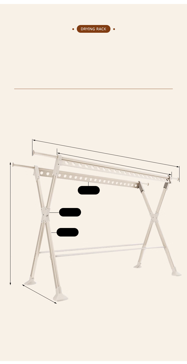 Annafu Aluminum Alloy Retractable Folding Clothes Drying Rack, Balcony Quilt Hanger, Laundry Pole YJ152 White 2.3 Meters 11