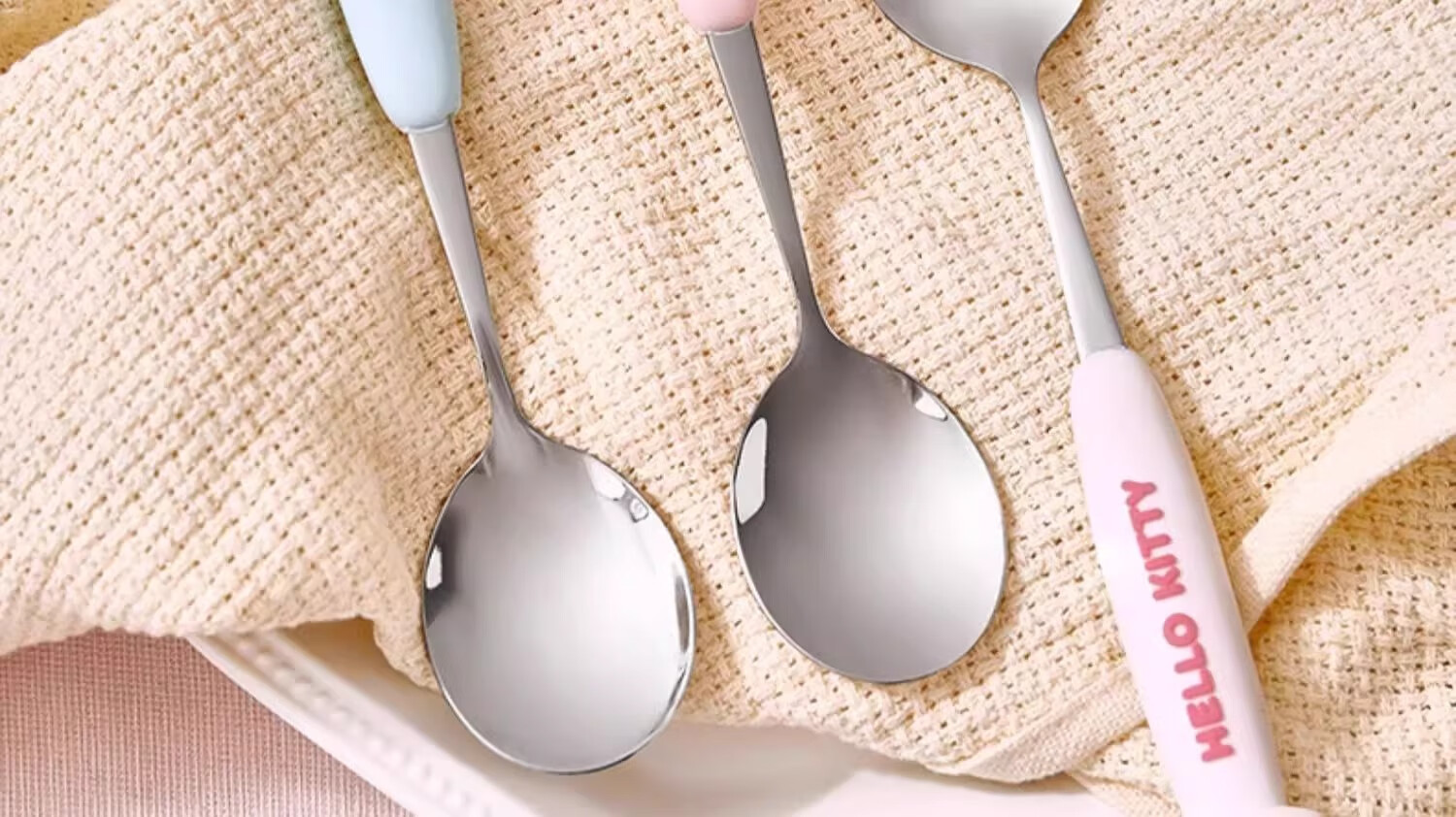 MANCHAOJIA Stainless Steel Fork, Cute Silicone Spoon And Fork for Children's Meals, High-Quality Exquisite Tablespoon for Home Use - HELLO KITTY 8