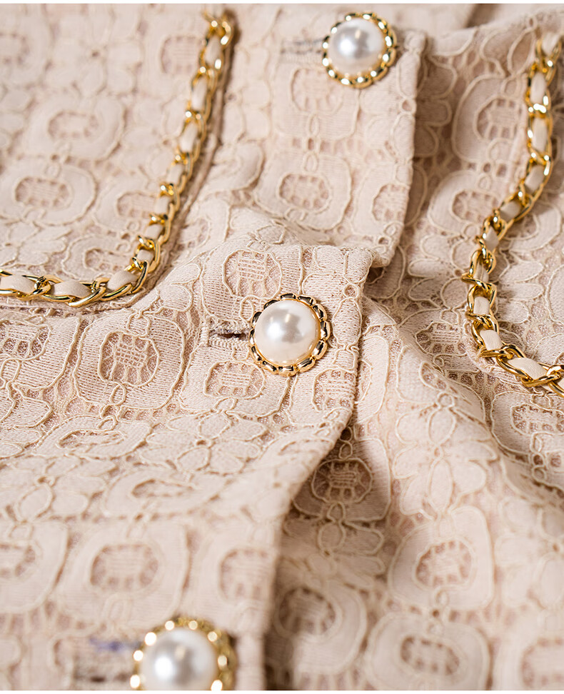 ROEYSHOUSE Lace Waist-Cinching Short Jacket for Women Summer Elegant Slim Ruffle Hem Top 11908 Apricot M 16