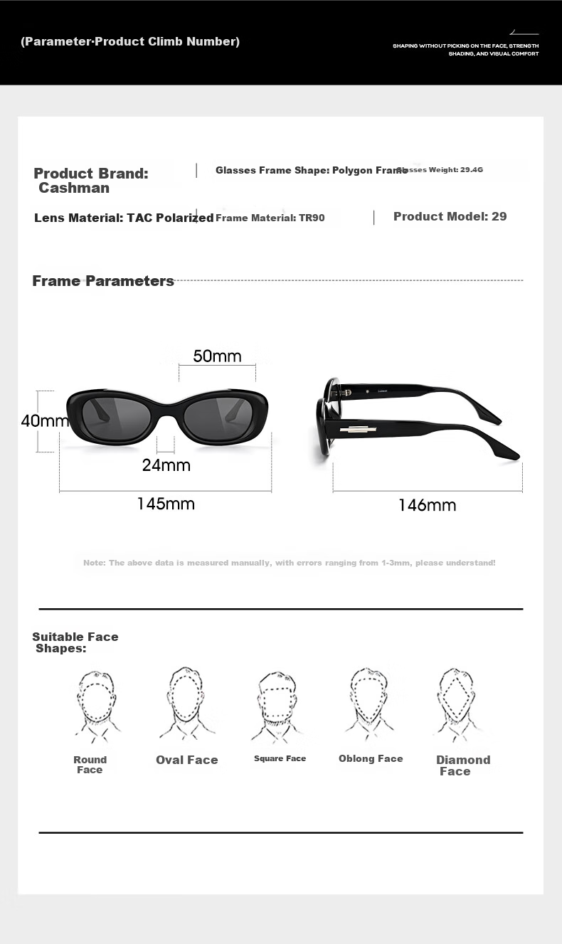 CAXMAN Retro Cat Eye Elegant Plain GM Sunglasses for Men And Women, Narrow Frame UV Protection Polarized Driving Glasses that Make Face Look Smaller 17