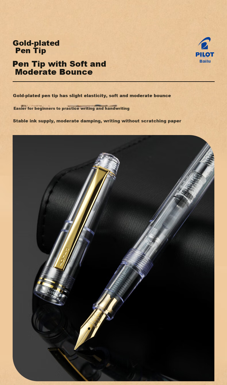 PILOT 78G Student Fountain Pen Vintage Gift Box Set, Birthday Gift, Holiday Gift, Calligraphy Practice Pen for Students, High-End Business Signature Pen, Aesthetically Pleasing, Transparent Color, B Nib 9