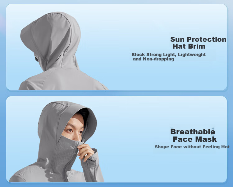 BOSIDENG Sun Protection Jacket for Men, Summer Outdoor Ice Silk Original Yarn Fishing Shirt, Cool Breathable Sports Cycling Hooded Coat 15