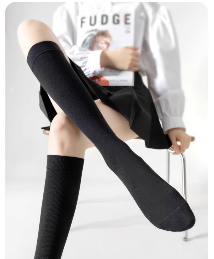 Duweike Compression Socks, Athletic Calf Sleeves, Muscle-Boosting Running, Cycling, Jump Rope, Hiking, Fitness Long Socks, 2 Pairs, Black 11