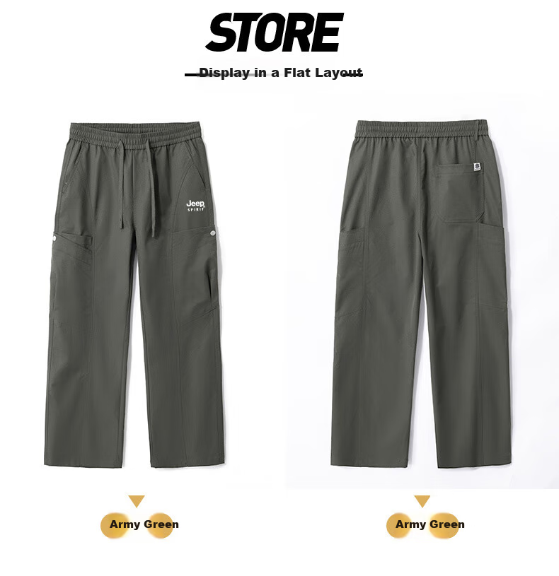 JEEP SPIRIT Men's Cargo Pants, Spring Straight-Leg Casual Trousers, Loose-Fitting Sweatpants, Versatile Comfortable Men's Pants, Black, 3XL 15
