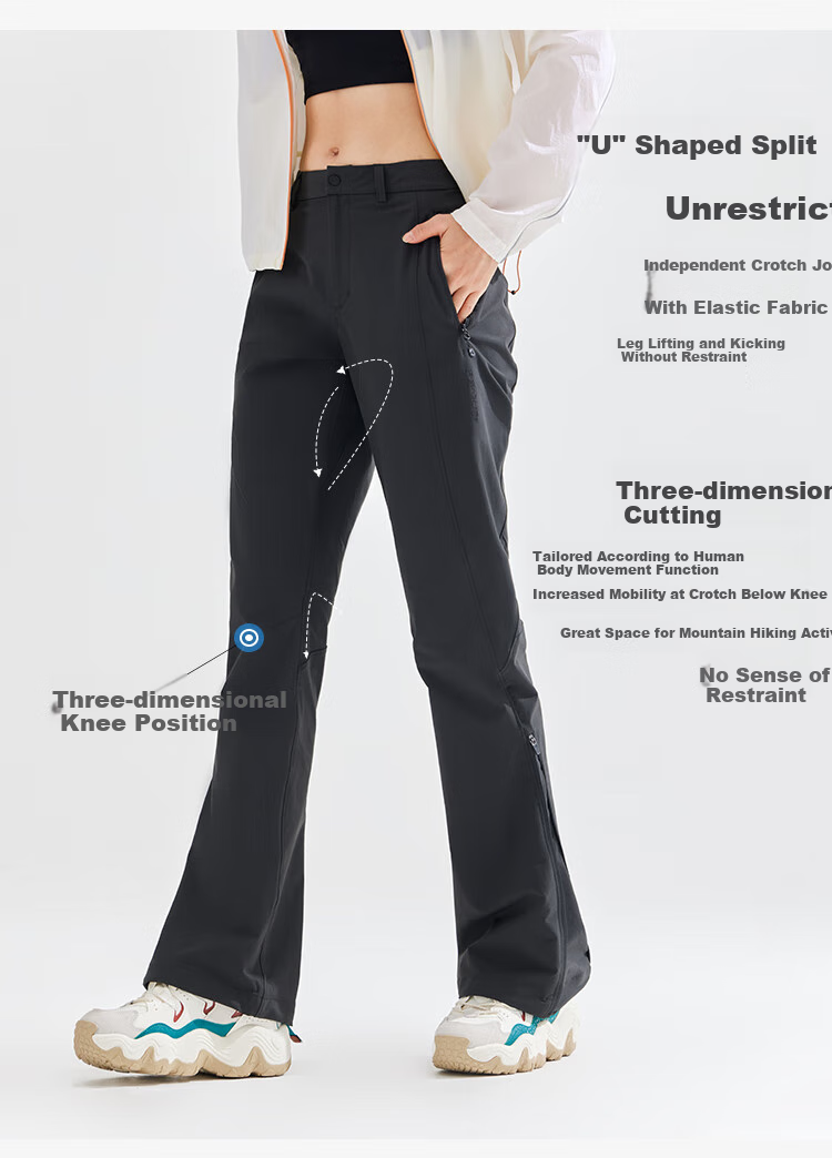 Pioneer Camp Mulan Outdoor Pants, Spring And Summer Lightweight Breathable Rain-Proof Hiking Trousers, Casual Sports Long Pants for Women, Flared Pants 6