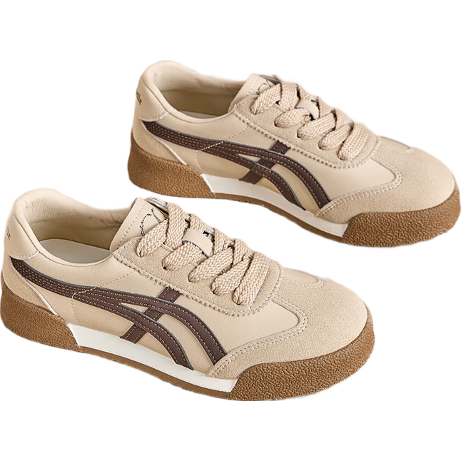 LA CHAPELLE Women's Casual Retro White Soft Sole Sneakers - XXEF818 Beige Brown Size 37
