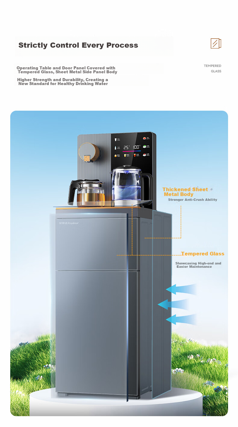Royalstar Home Under-Counter Water Dispenser with Metal Side Panel, Voice Control, Remote Control, Running Light, Large Screen, Anti-Overflow Kettle And Tea Bar Machine Sold by JD Heating Model CY2835 10