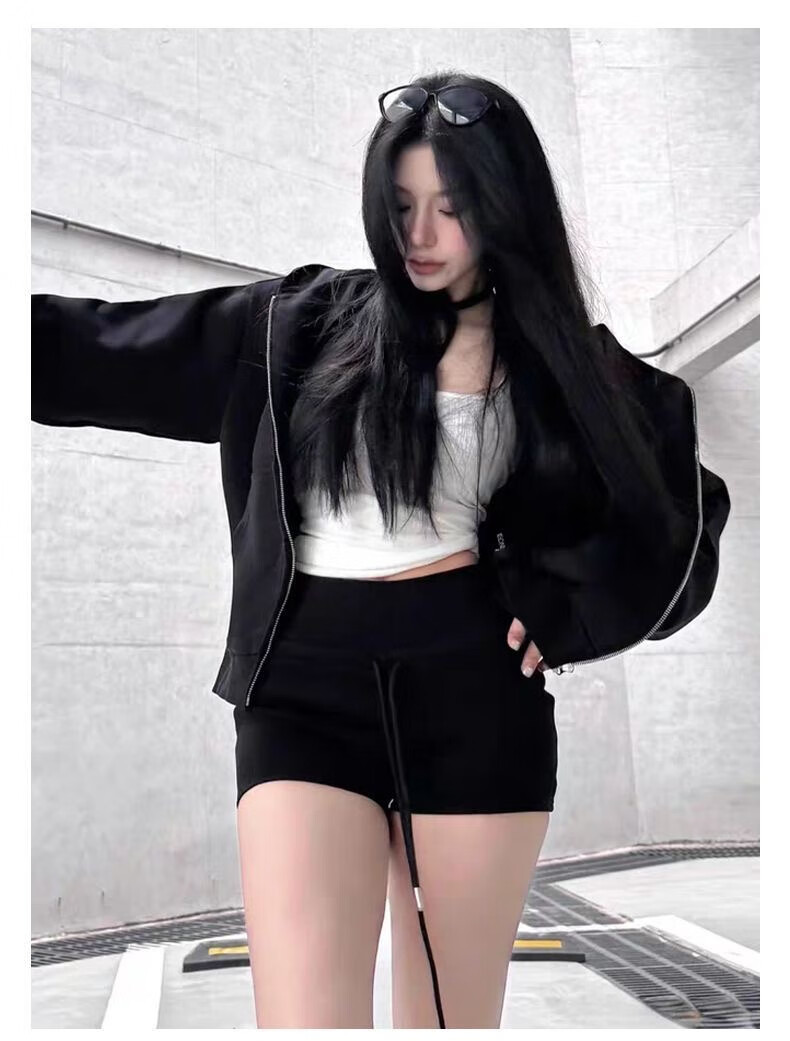 Langsha Women's Sports Shorts 2026 New American Slimming Three-Quarter Casual Drawstring High-Waist A-Line Hot Pants 17