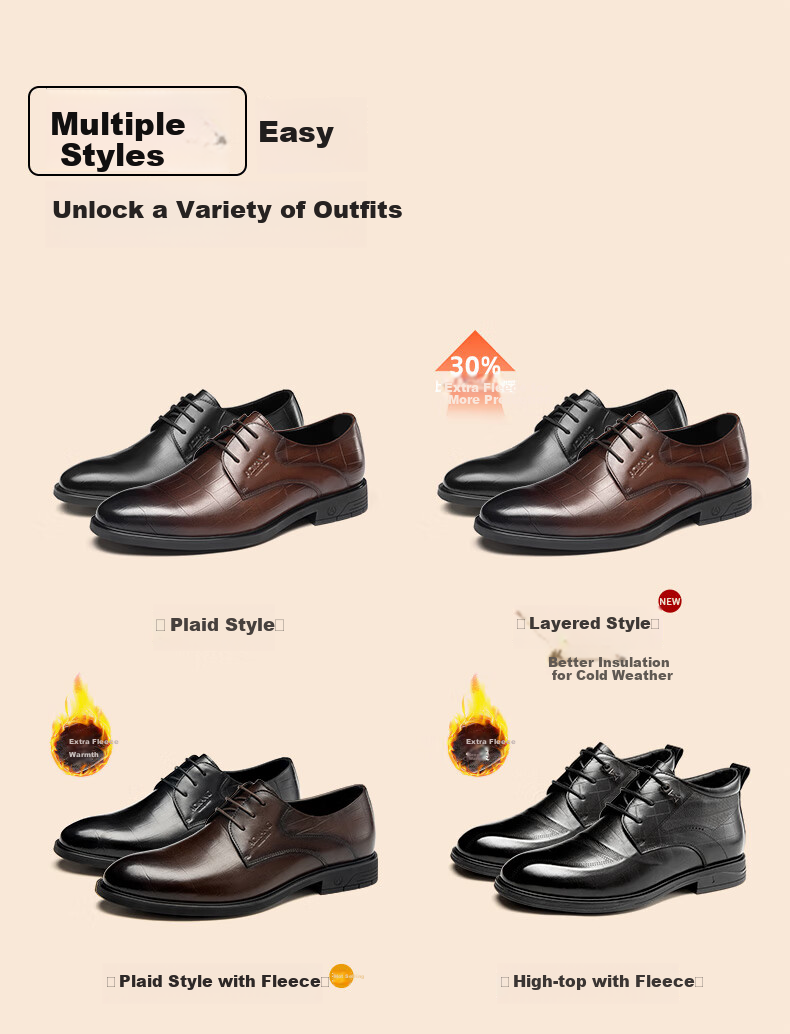 Aokang Men's Shoes, Spring And Autumn British Style Fashionable Business Formal Leather Shoes, Comfortable Groom Wedding Shoes, Black [Height Increasing], Size 41 4