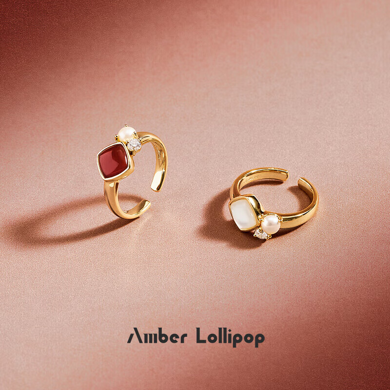 Amber Lollipop Wang Yumen Same Style Jewelry Ring, Women's Open Ring, Valentine's Day Birthday Gift for Girlfriend Or Wife