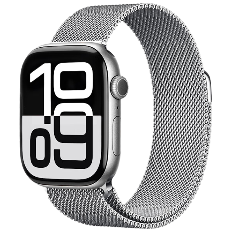 Biaodaige Compatible Apple Watch S12 Band, Apple Watch IWatch S10/9/8/11/7/6/5/SE2/3 Milanese Loop Metal Stainless Steel Band for Women, Silver