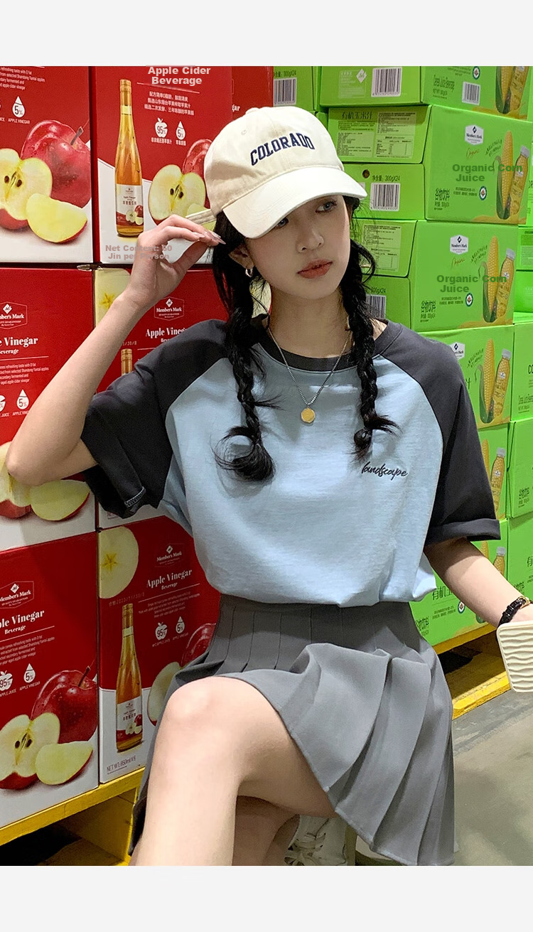 TonLion 2025 Women's Crew Neck Raglan Sleeve Letter Print Short Sleeve T-Shirt WP Black / Second Batch L 13