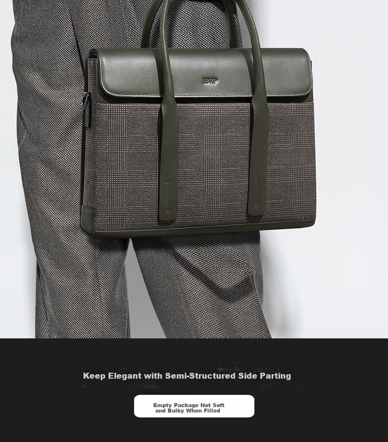 BVP Men's Briefcase, Business Casual Handbag, Fashionable Horizontal Style Men's Bag, Large Capacity Laptop Bag, Birthday Gift 19