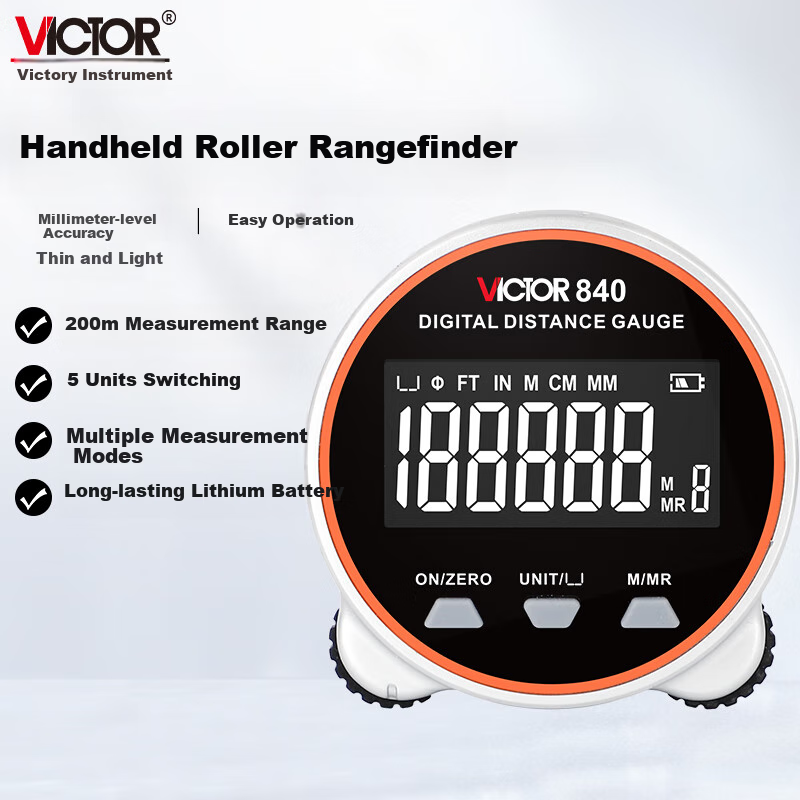 VICTOR Portable Digital Roller Ruler Measuring Device, Electronic Ruler, High-Precision Curved Ruler, Cylindrical Measuring Instrument, for Home Use VC840