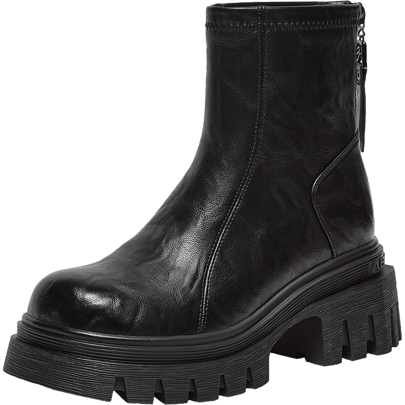 Basto 25 Winter Mall Women's High Heel Chunky Heel Short Boots Thick Sole Height Increasing Martin Boots F6012DD5 Black 37