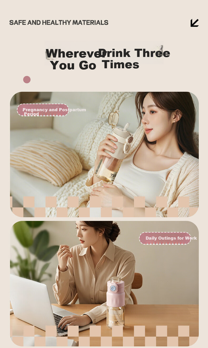 TKK Straw Cup for Pregnant Women And New Mothers, PPSU Water Bottle for Adults to Drink While Lying Down, Food-Grade Plastic Water Bottle for Students And Childre 21