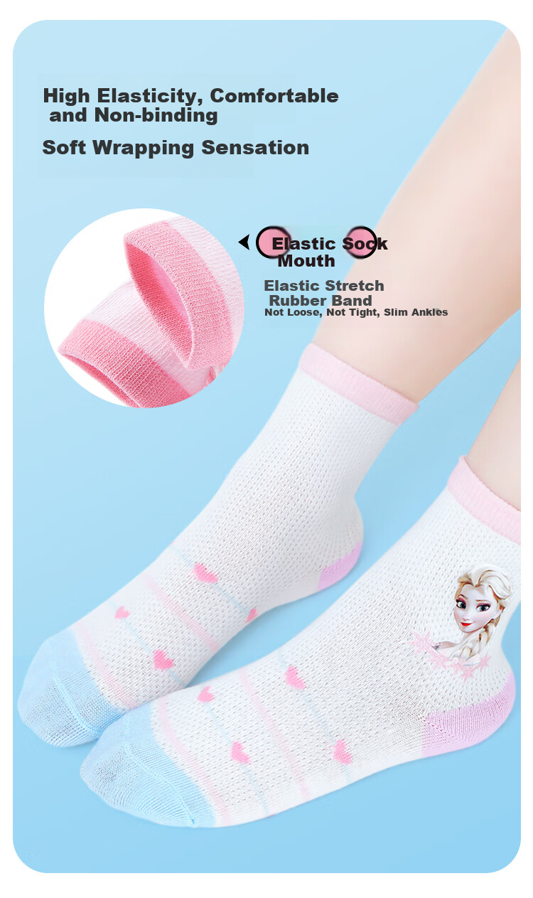 Disney Girls' Socks, Spring And Autumn Thin Style, Baby Mid-Calf Socks, Children's Aisha Girls' Mesh Socks, SP33013-1, Color-Matching, Size M 3