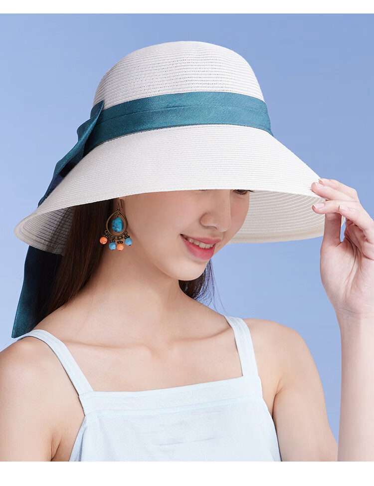 Shanghaigushi Women's Beach Hat, Seaside Sun Protection Hat with Wide Brim, Straw Hat for Travel And Outdoor Activities, Mid-Autumn Festival Gift 7
