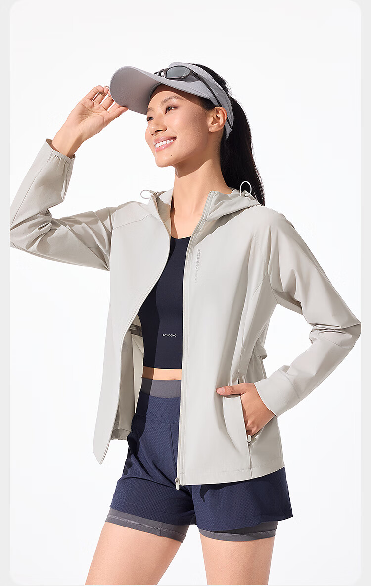 BOSIDENG Summer National Standard Original Yarn Sunscreen Jacket Women UPF100 Outdoor UV Protection Slim Travel Coat 11