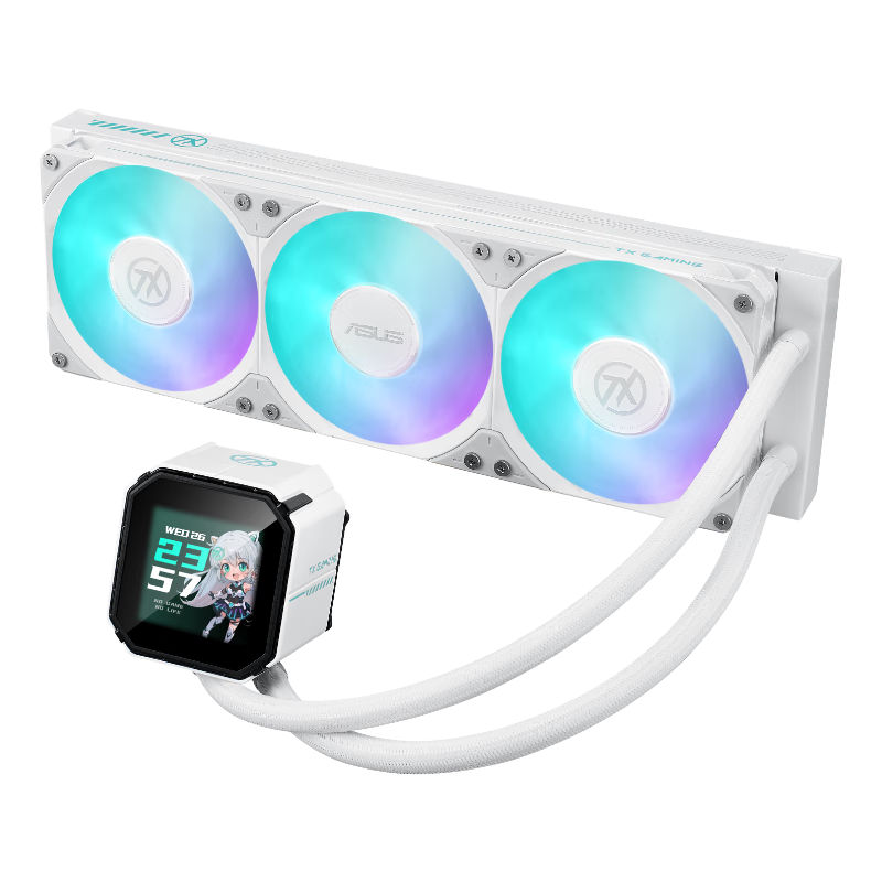 ASUS TX GAMING Tianxuan 360 ARGB LCD Integrated CPU Liquid Cooler with 2.8-Inch Screen, Pre-Installed Fans, RGB Sync, High-Performance Pump