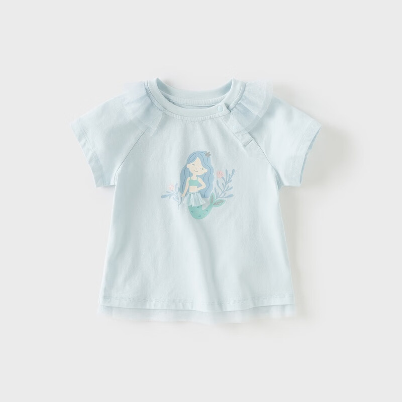 DAVE & BELLA Summer Girls Cotton T-Shirt Children's Short Sleeve Top Baby Stylish Base Shirt