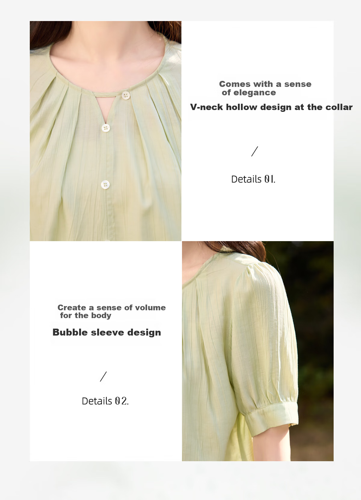 Chushen Summer Women's Short Sleeve Shirt V-Neck Hollow Out Elegant Vacation Style Chiffon Blouse S52X016 6