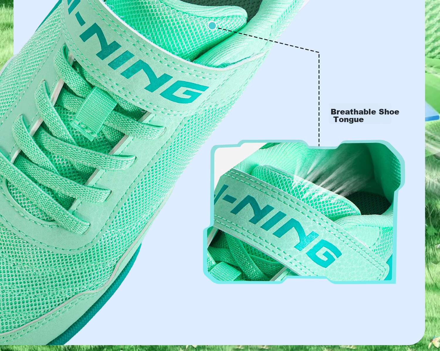 Li-Ning Children's Soccer Shoes with TF Turf Studs, for Primary School Students Aged 6-12, Professional Training Mesh Breathable Velcro Non-Slip Football Boots Size 32 13
