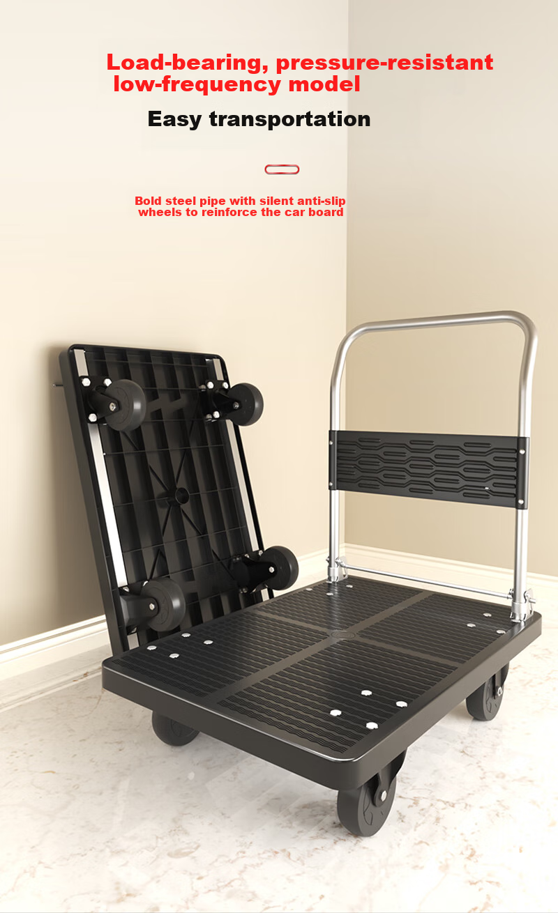 BYB Folding Hand Truck, Cargo Flatbed Cart, Double Steel Tubes, 500 Jin Capacity, 70x47cm, Push Cart, Hand Trolley, BYB-1700 1