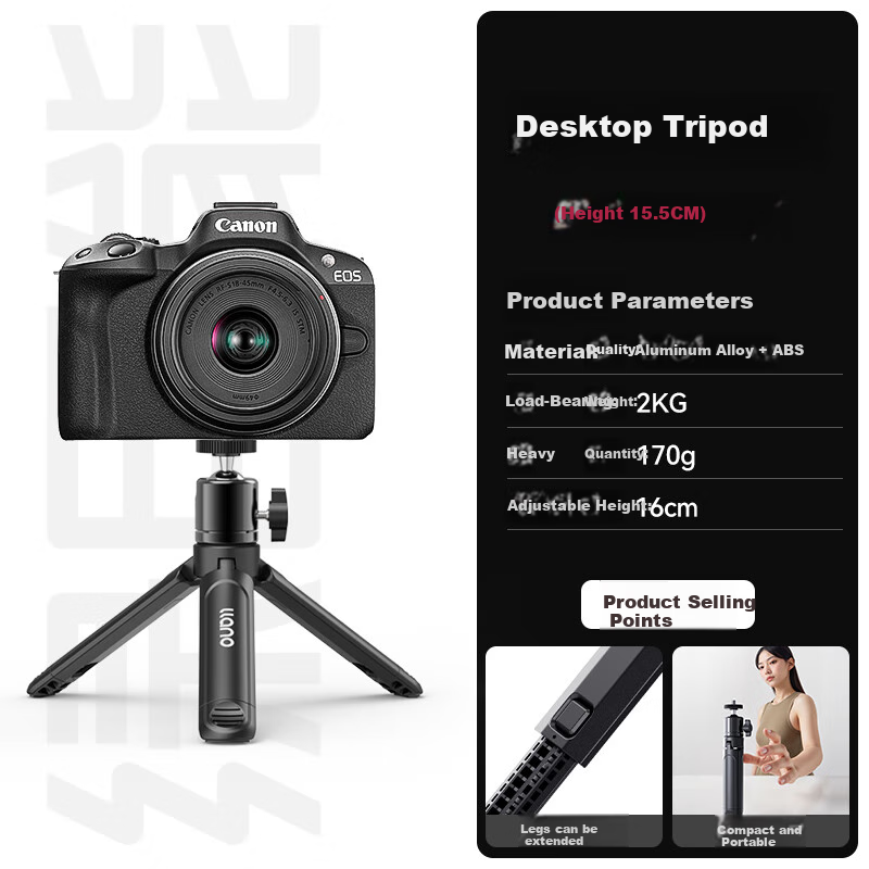 Llano Desktop Camera Tripod Mini Handheld Selfie Stick Compatible with Sony Nikon Fuji Canon DSLR Mirrorless DJI Pocket 4/4/3/Insta360 Luna Portable Stand