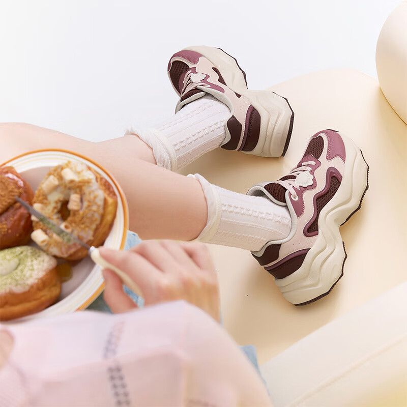 361° Women's Sports Shoes, Dumpling Shoes, Autumn Mesh Breathable Retro Thick-Soled Heightening Casual Dad Shoes, 682536773-3