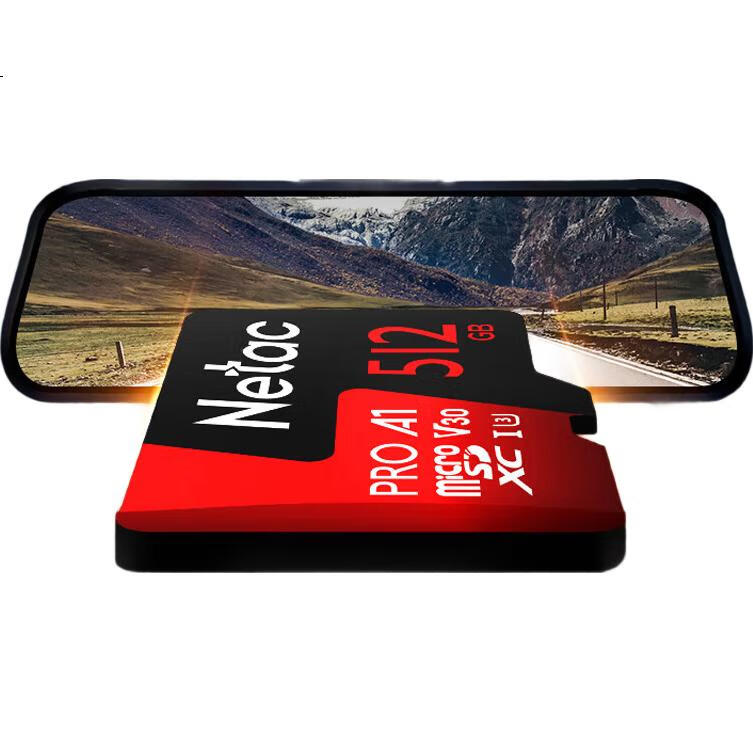Карта памяти Netac 512GB TF (MicroSD) A1 U3 V30 4K, для видеорегистратора и камеры наблюдения, скорость чтения 100 МБ/с