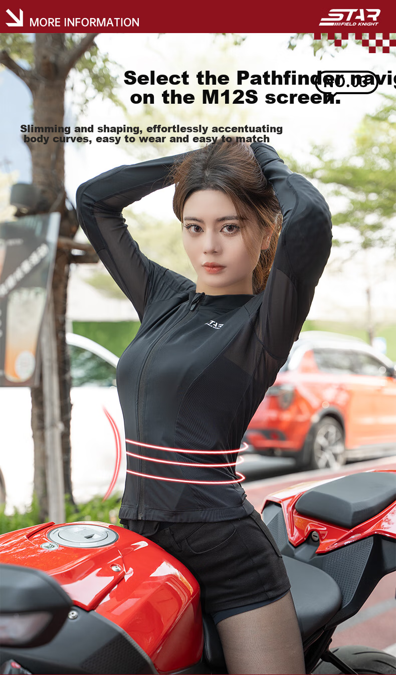 STAR FIELD KNIGHT Motorcycle Riding Jacket for Women, Summer Armor Mesh Breathable CE Protective Gear, Anti-Fall Biker Suit, Black, Size M 5