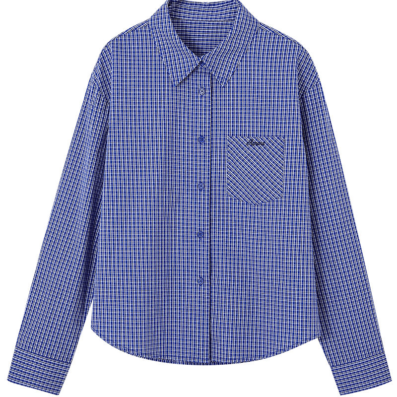 Demana Natural Cotton Autumn Smart Retro Plaid Shirt Loose Fit Petite Elegant Women's Blouse
