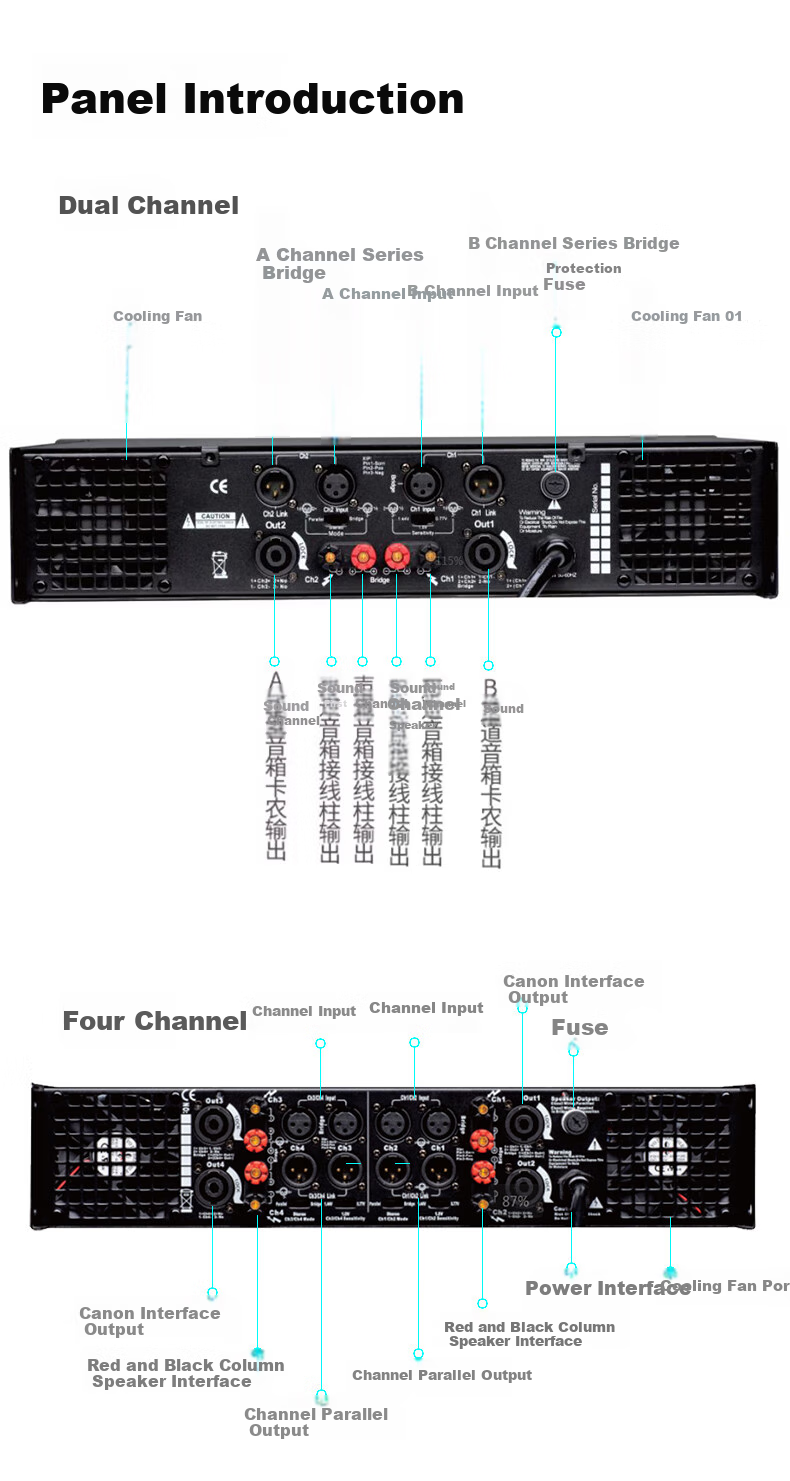 Weishu Conference Audio And Video AQ-8 Amplifier, Dual-Channel Pure Post-Stage Power Amplifier, Professional Amplifier, 2U High-Fidelity, for Meeting Rooms And Stages, 650W*2 Channels 9