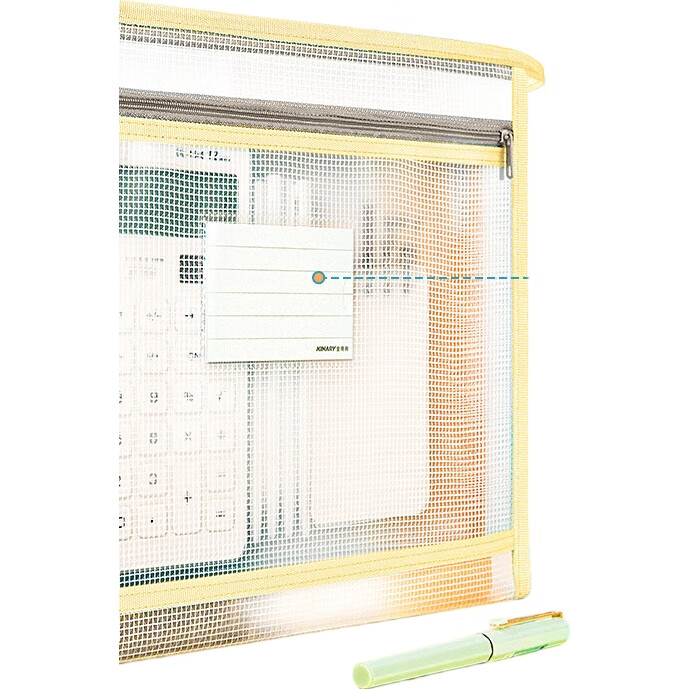 Папка для документов JinDeLi A4, прозрачная, с молнией, синяя, TD8792