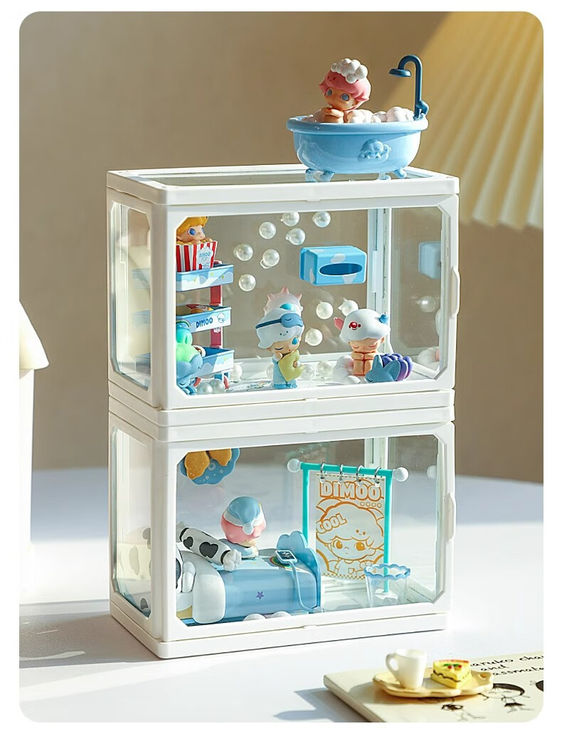 OManti Blind Box Figurine Storage Box, Glass Display Shelf, Transparent Dust-Proof Display Case for Dolls And Figurines, Pop Mart Display Cabinet 9