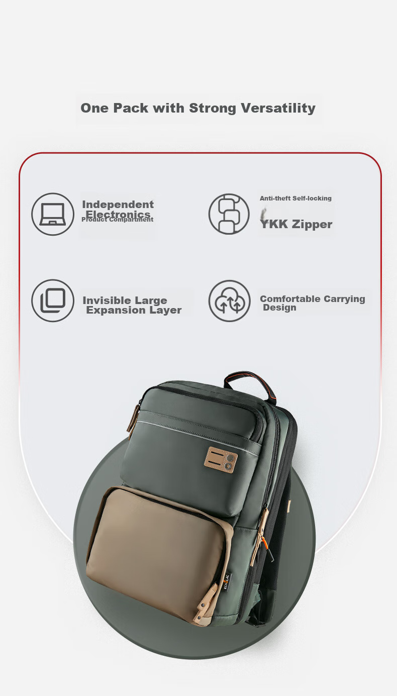 Echolac Backpack, Large Capacity Expandable Laptop Bag, Travel Backpack, Gift for Boyfriend, CKP658 Army Gree 2