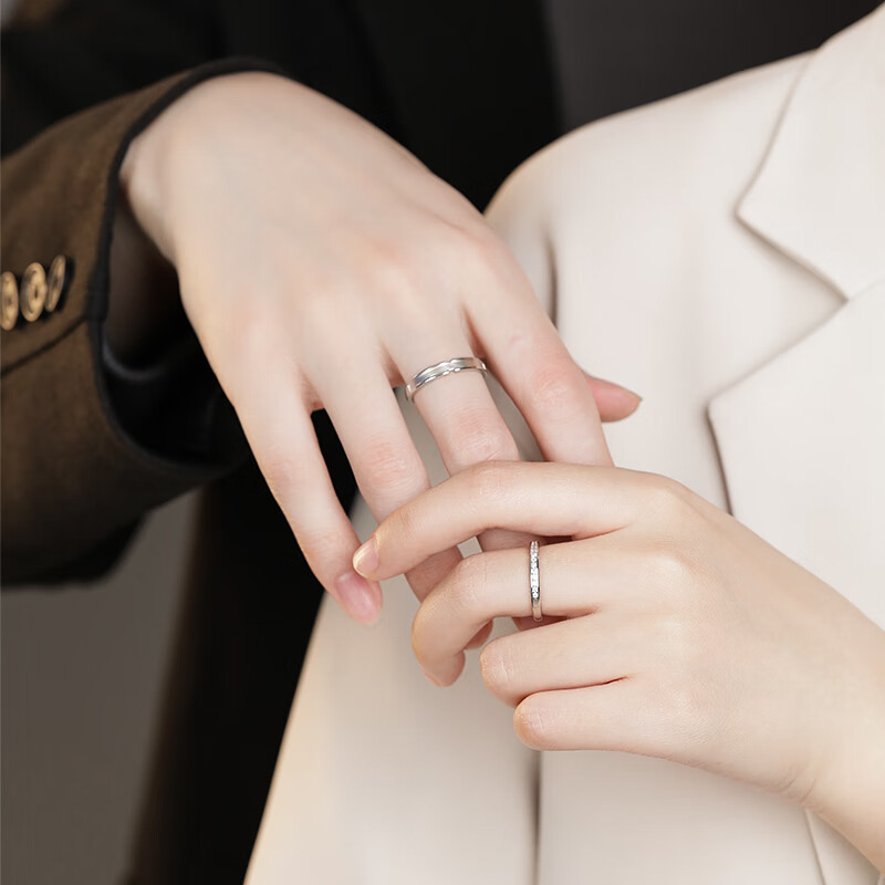 MANHE S925 Silver Couple Rings, One Pair of Engagement Diamond Rings, Open-End Style for Women And Men, Ring Finger Jewelry, Valentine's Day Gift