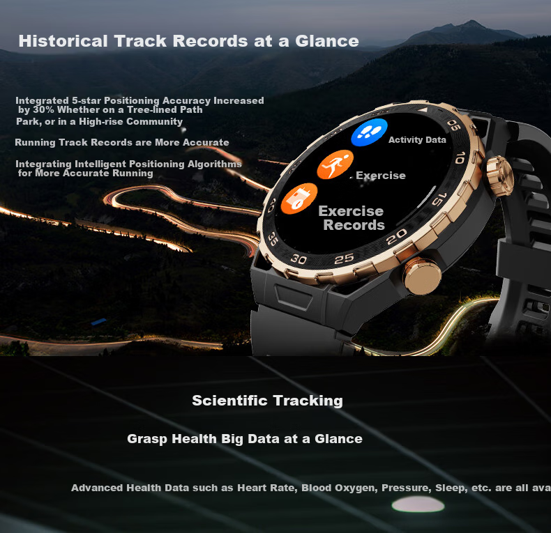 Dosmet Huawei HarmonyOS Compatible Smartwatch for Men, Sports Running GPS Beidou Positioning Compatible with Apple IPhone And IOS 7