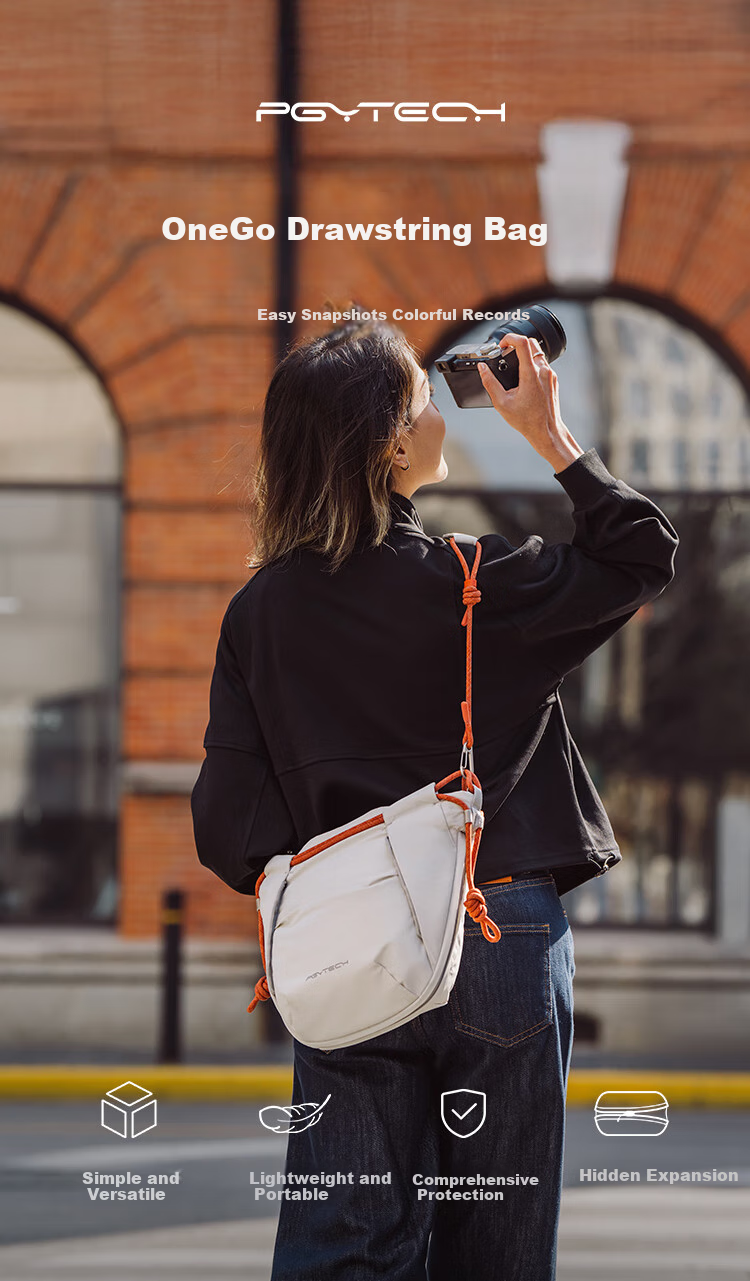 PGYTECH Drawstring Camera Bag, Dandelion OneGo Drawstring Bag, Mirrorless Camera Sling Bag, Shoulder Photography Bag, Fuji Instax Camera Bag Inner Liner, Suitable for Sony And Canon, Jungle Gree 1