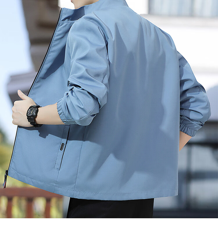 RED DRAGONFLY Men's Jacket Trendy Autumn Winter Business Executive Commuter Stand Collar Loose Casual Windproof Coat Gray 2XL 9