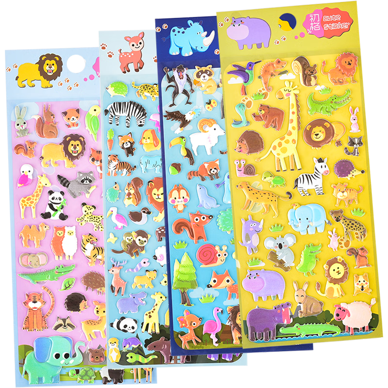 Chuge Children's Stickers, Toy for Boys And Girls, Anime Cartoon 3D Pop-Up Stickers, Small Animal Puzzle Beans